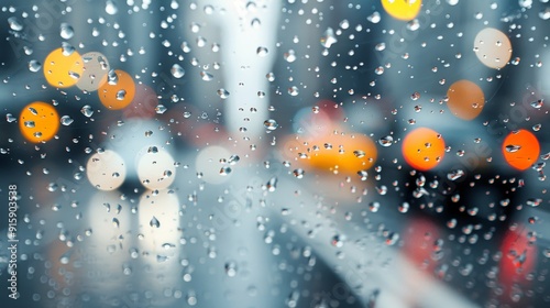 Rainy City Streets With Yellow Umbrella and Blurred Traffic at Dusk