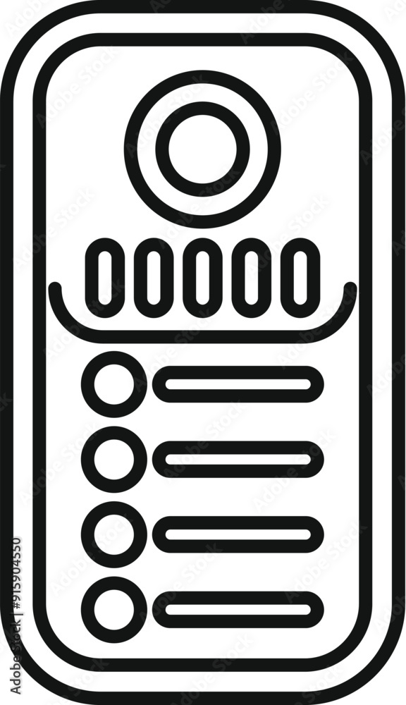 Line icon of a intercom device showing digital display for communication Line icon of a intercom device showing digital display for communication