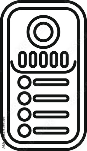 Line icon of a intercom device showing digital display for communication