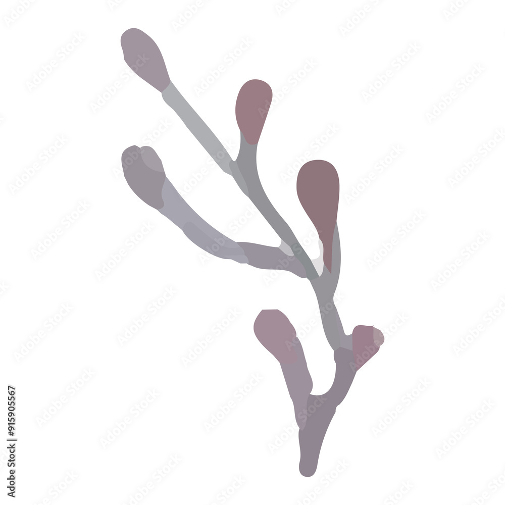 Abstract illustration of a branch with buds. Abstract illustration of a branch with buds.