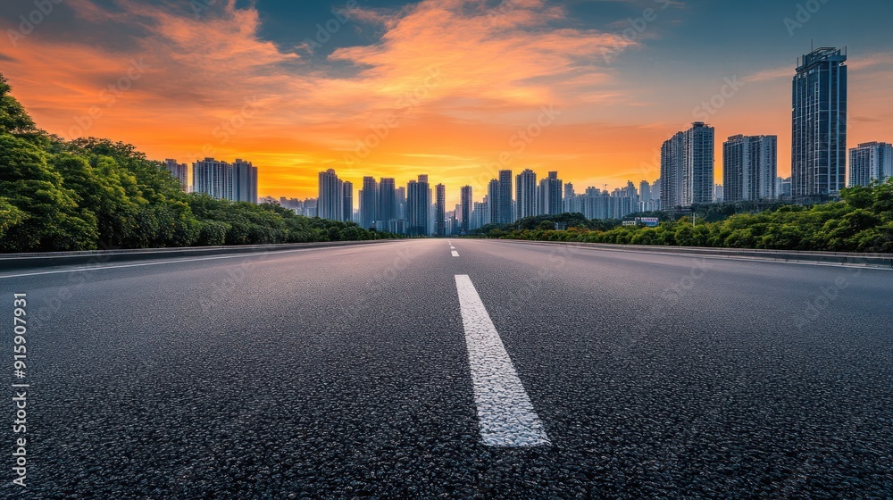 Sunset Cityscape Road Sunset Cityscape Road