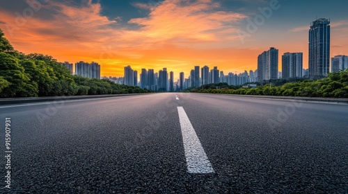 Sunset Cityscape Road