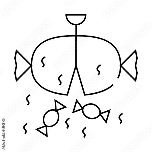 pinata toy with candies line icon vector. pinata toy with candies sign. isolated contour symbol black illustration