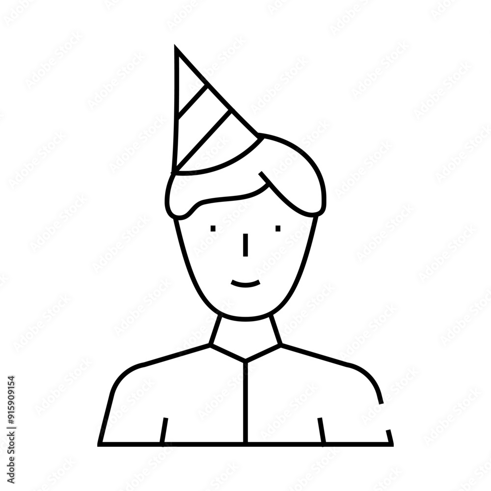birthday boy line icon vector. birthday boy sign. isolated contour symbol black illustration birthday boy line icon vector. birthday boy sign. isolated contour symbol black illustration