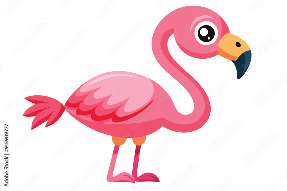 A charming cartoon flamingo stands on its legs, displaying a vibrant pink color and a playful expression, enhancing its cheerful character A charming cartoon flamingo stands on its legs, displaying a vibrant pink color and a playful expression, enhancing its cheerful character
