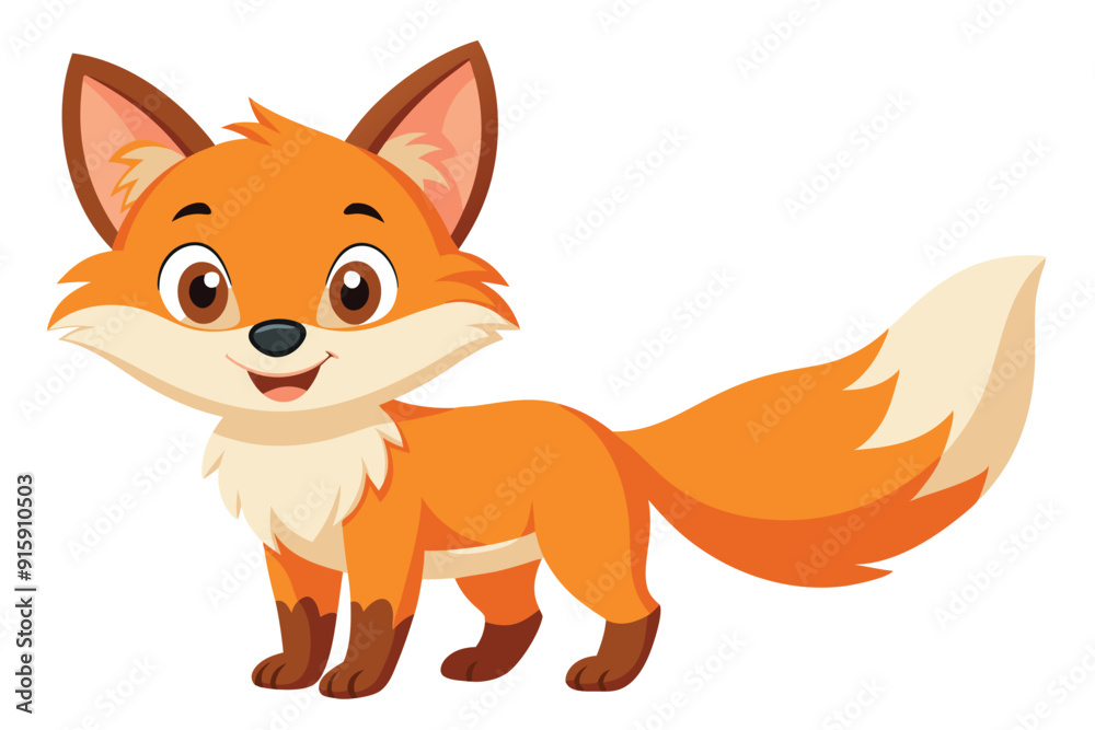 A joyful cartoon fox stands with a big smile, showcasing its vibrant orange fur and playful demeanor, perfect for children’s illustrations or animations A joyful cartoon fox stands with a big smile, showcasing its vibrant orange fur and playful demeanor, perfect for children’s illustrations or animations