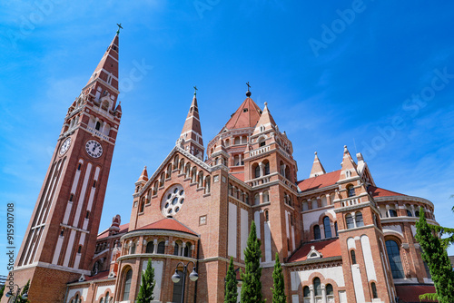 Cathedral of Our Lady of Hungary is a twin-spired church in Szeged, Hungary, Europe photo