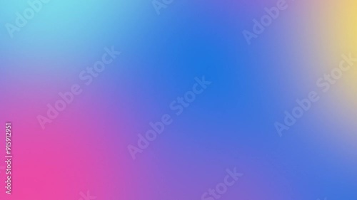 Abstract gradient background with slowly flickering blue, pink and yellow colors. Seamless loop cycle animation that can repeat endlessly. Smooth gradient transition.