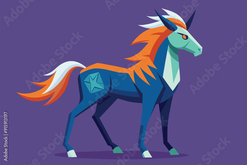 A customizable centaur character stands proudly, showcasing vibrant colors and a stylized design, ready for creative projects or storytelling
