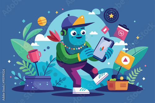 A digital detox enthusiast engages with nature, setting aside technology for a peaceful afternoon and enjoying the vibrant surroundings