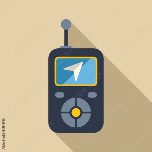 Handheld gps device is showing the current location with a map pointer icon on the screen