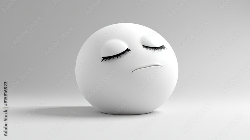 A 3D-rendered white emoticon with a sad expression, closed eyes, and downturned mouth, set against a plain grey background. A 3D-rendered white emoticon with a sad expression, closed eyes, and downturned mouth, set against a plain grey background.