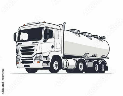 Cartoon semi tanker truck isolated on white background