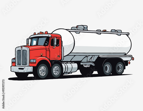 Cartoon semi tanker truck isolated on white background