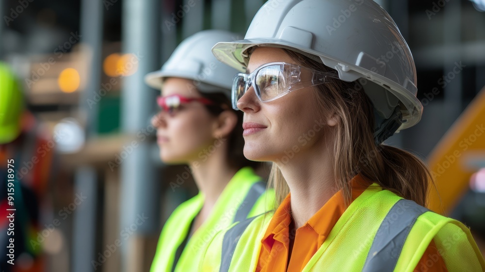 Beautiful young girl in work helmet concept for labor day in usa Beautiful young girl in work helmet concept for labor day in usa