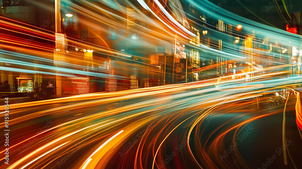 Abstract light trails from a long exposure of city traffic Abstract light trails from a long exposure of city traffic
