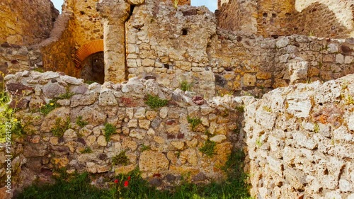 Ruins of Roman villas in Via Stabiana, Pompeii, Naples, Campania, Italy, an ancient Roman city buried by Vesuvius in 79 AD photo