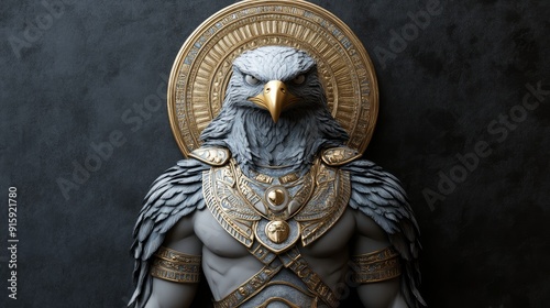 Horus, the Falcon-Headed Egyptian God, with the Sun Disk Above His Head, Symbolizing Kingship, Protection, and the Divine Authority of the Ancient Egyptian Pantheon