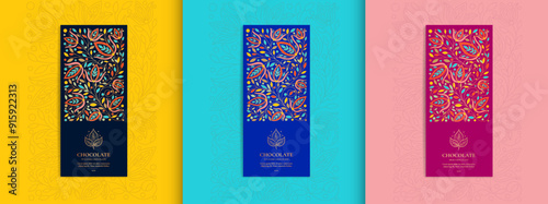 Luxury packaging design of chocolate bars. Vintage vector ornament template. Elegant, classic elements. Great for food, drink and other package types. Can be used for background and wallpaper.