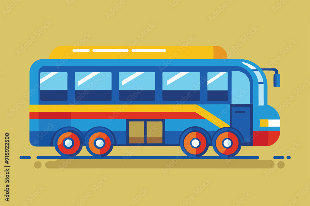 A vibrant public bus illustration showcases its unique design, positioned on a simple background, perfect for various creative uses A vibrant public bus illustration showcases its unique design, positioned on a simple background, perfect for various creative uses