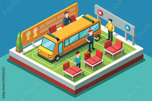 Players interact in a sports training facility, customizing coaches while preparing for competitions in a vibrant, engaging environment