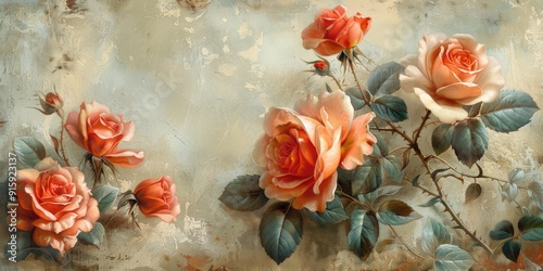 Wallpaper Mural Beautiful Pink Roses Artwork, Gift Wall Decor Torontodigital.ca