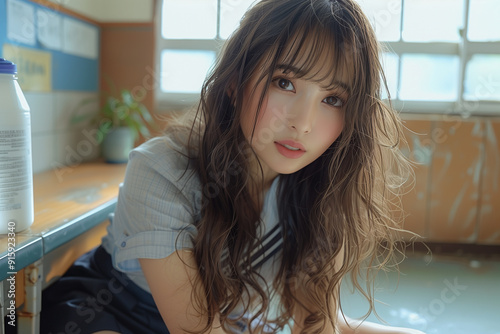 Free Download 茶髪で巻き髪のギャル風女子高生 - GFXLoad