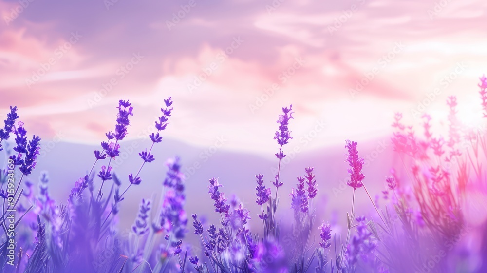 Fototapeta premium Lavender Field at Sunset
