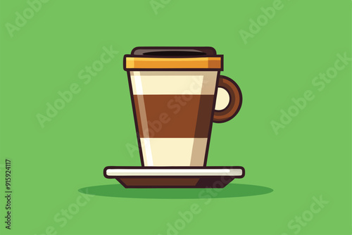 A flat illustration of a customizable coffee cup with a vibrant green background, perfect for showcasing creativity and personal style during coffee moments