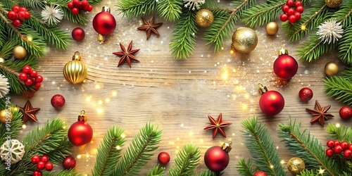 christmas background with christmas tree and decorations