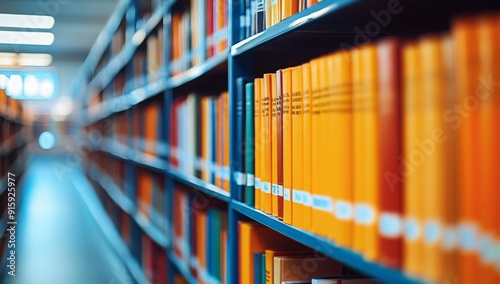 Abstract blurred public library interior space. blurry room with bookshelves by defocused effect. use for background or backdrop in business or education concepts