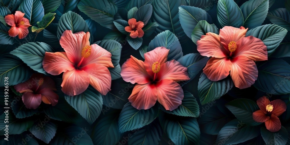 custom made wallpaper toronto digitalTropical Flowers and Leaves