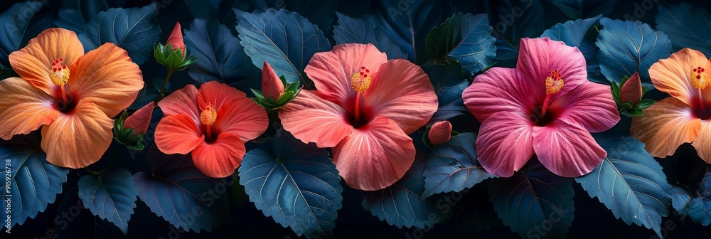 Obraz premium Colorful Flowers, Vibrant Pink and Orange Hues