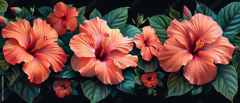 custom made wallpaper toronto digitalFloral Display with Vibrant Orange Flowers, Foliage