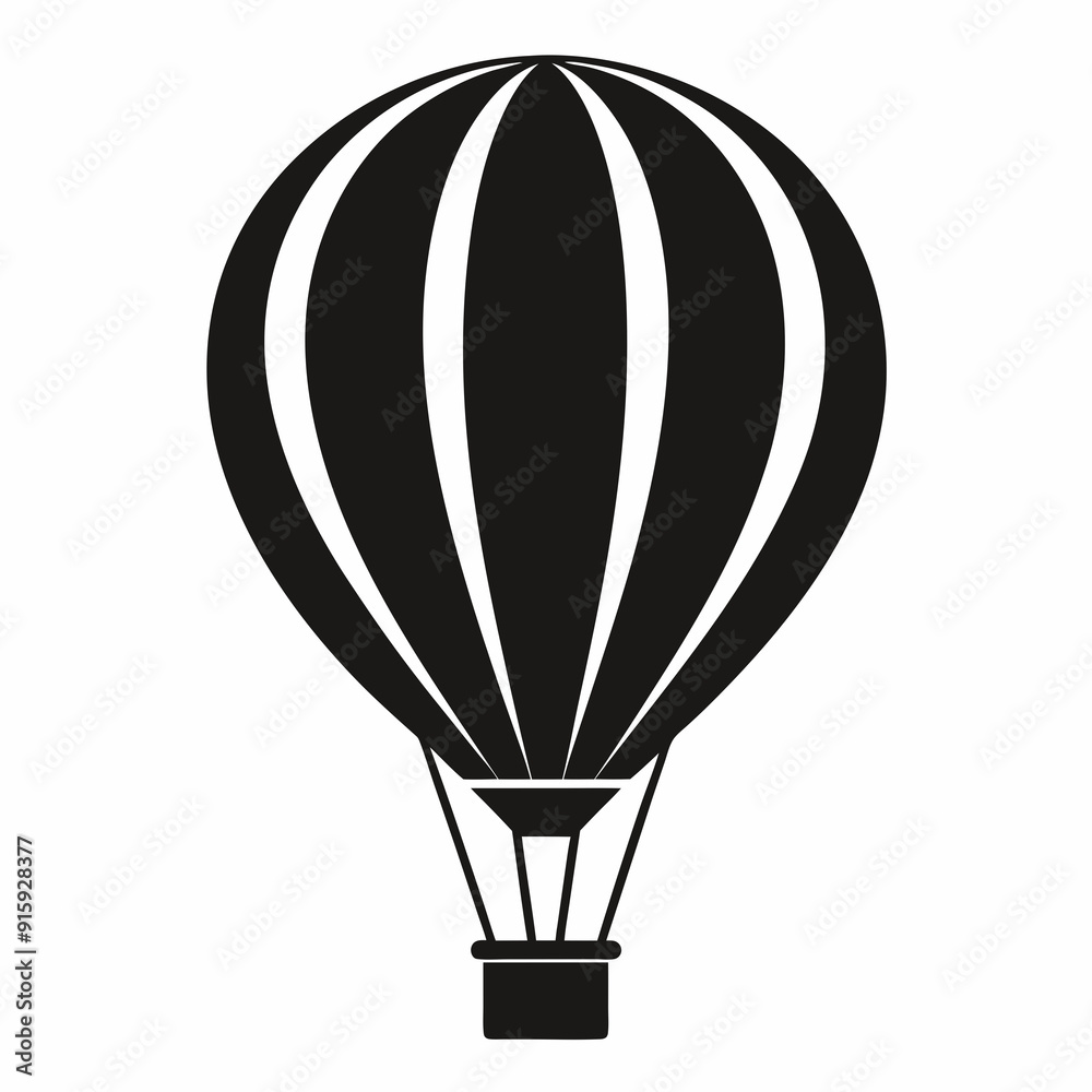 Naklejka premium Hot Air Balloon, hot air balloon vector silhouette, hot air balloon icon