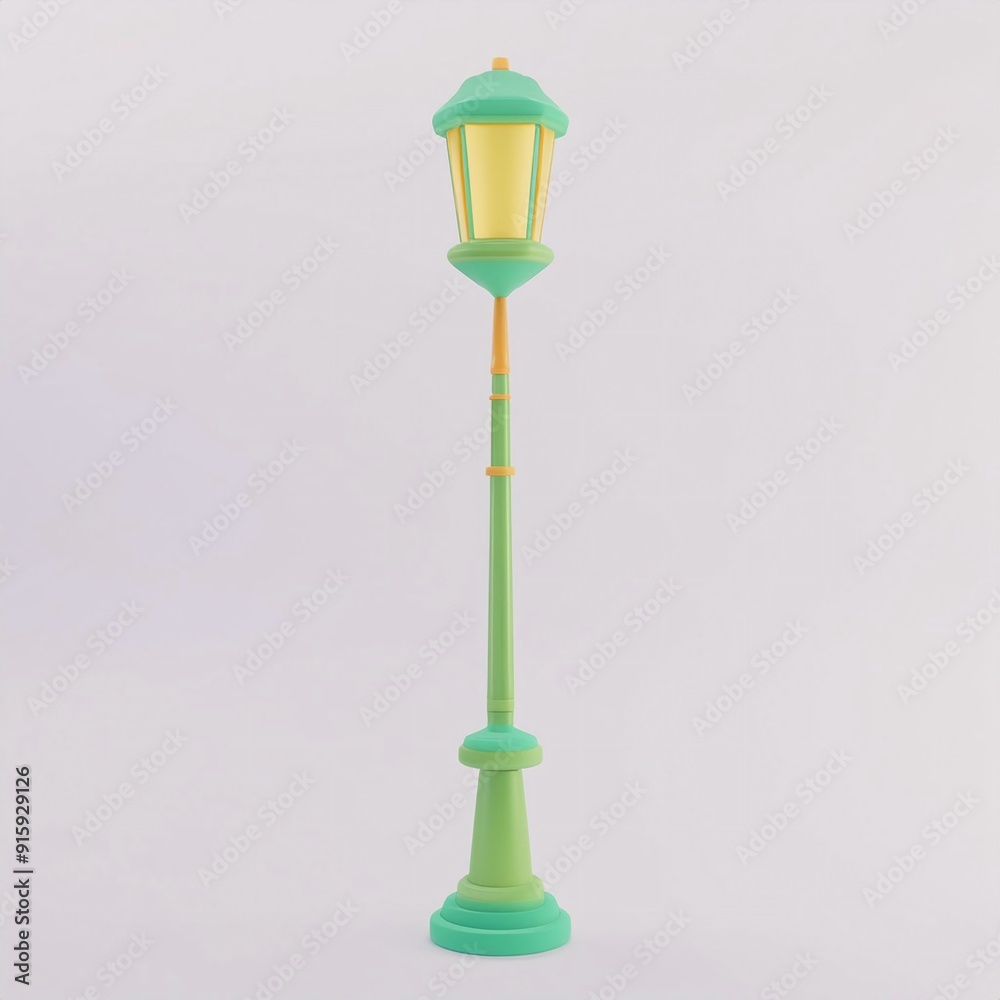 3D Cartoon Lamp Post with Sauce – Cute Design on Clean Background 3D Cartoon Lamp Post with Sauce – Cute Design on Clean Background