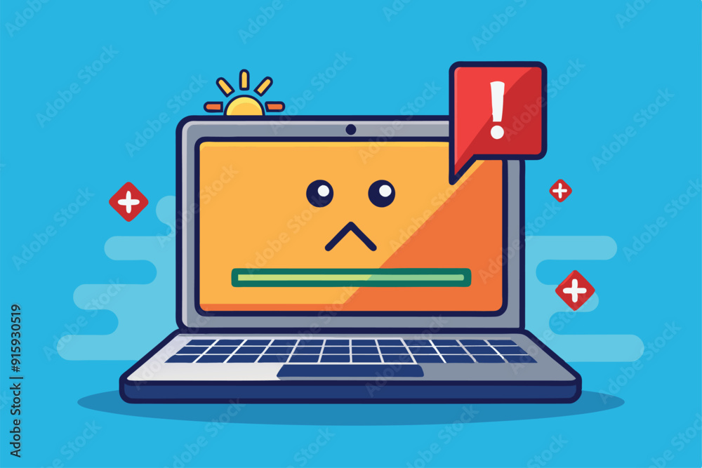 A laptop screen shows a connection error message, indicating a problem with online access, under a bright sunny backdrop A laptop screen shows a connection error message, indicating a problem with online access, under a bright sunny backdrop
