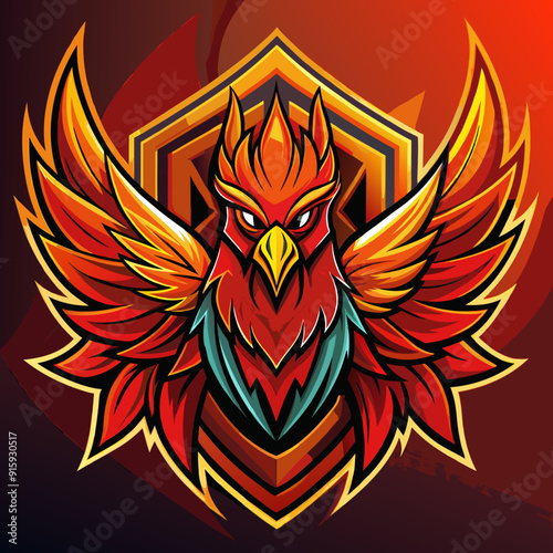 Phoenix bird mascot for sports and esports vector logo