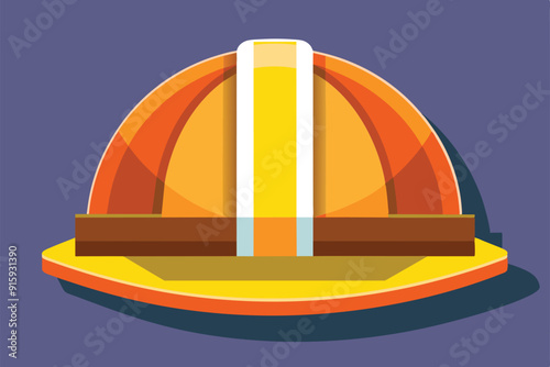 A vibrant construction hat design showcases safety features, perfect for urban building sites during day and night work