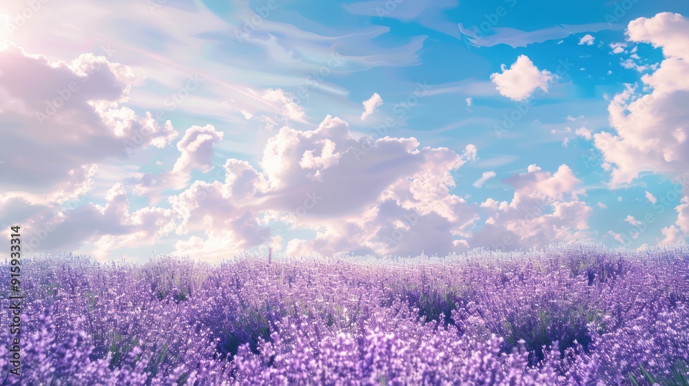 Lavender Field Under a Dreamy Sky. Lavender Field Under a Dreamy Sky.