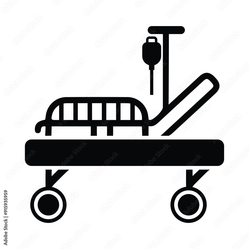 medical bed, bed, wheel bed, stretcher, bed on wheels icon medical bed, bed, wheel bed, stretcher, bed on wheels icon