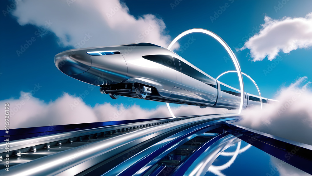 Obraz premium A futuristic and dynamic train , 3D image 