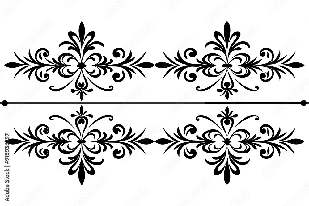 graphic with a black elegant plant ornament on an isolated background graphic with a black elegant plant ornament on an isolated background