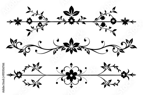 graphic with a black elegant plant ornament on an isolated background