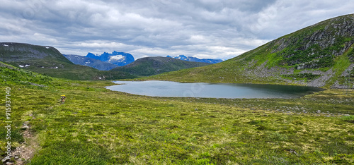 landscape of Massvassbu area in isfjorden andalsnes norway fjord on a cold summer day photo