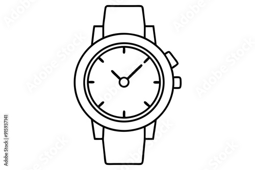 
Hand watch line art vector, classic hand wrist watch icon
