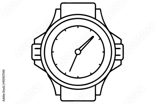
Hand watch line art vector, classic hand wrist watch icon
