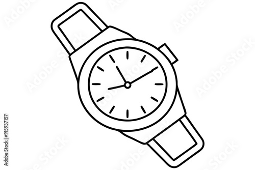 
Hand watch line art vector, classic hand wrist watch icon
