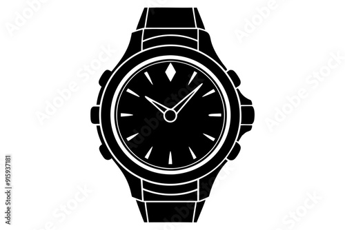 
Hand watch silhouette vector, classic hand wrist watch icon

