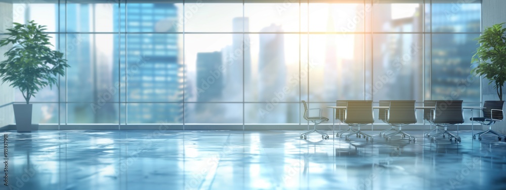 Modern Corporate Office with Skyline View and Natural Light. Modern Corporate Office with Skyline View and Natural Light.